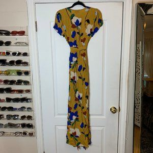 Yellow Floral Wrap Dress